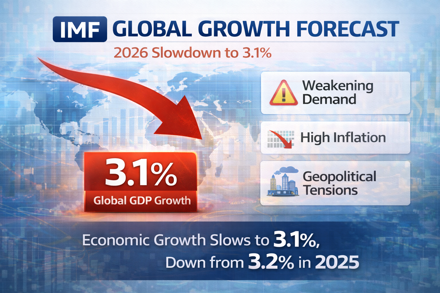 IMF global growth forecast 2026 slowdown 3.1 percent chart